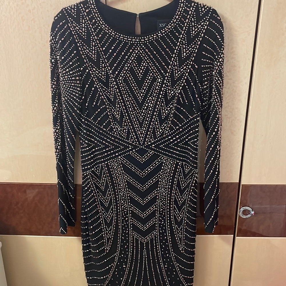 Chic XSCAPE bedazzled black dress. Size 8. Excellent condition